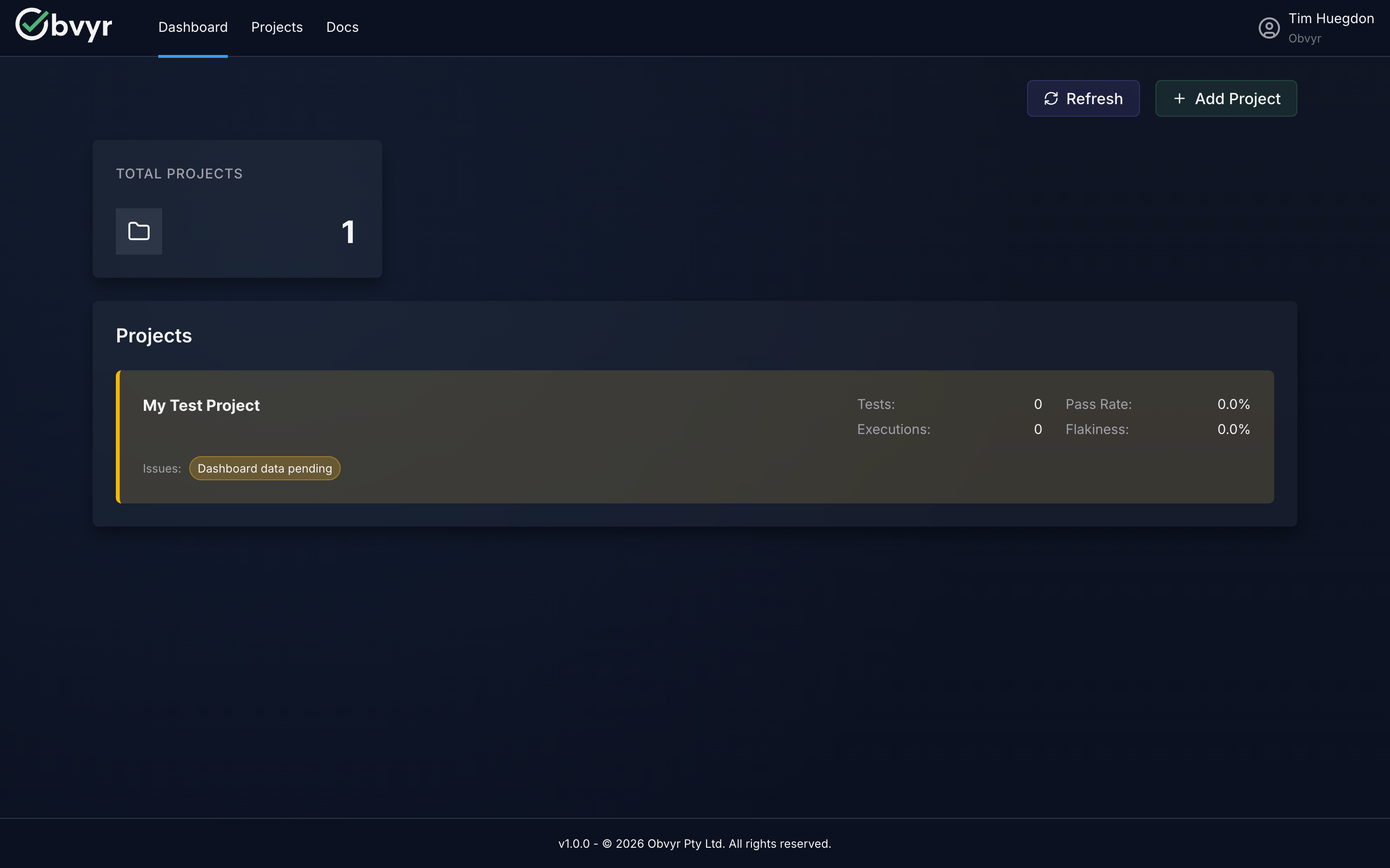 Create Project Button